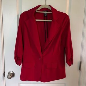 Soho Apparel Red Blazer with Ruched Sleeves